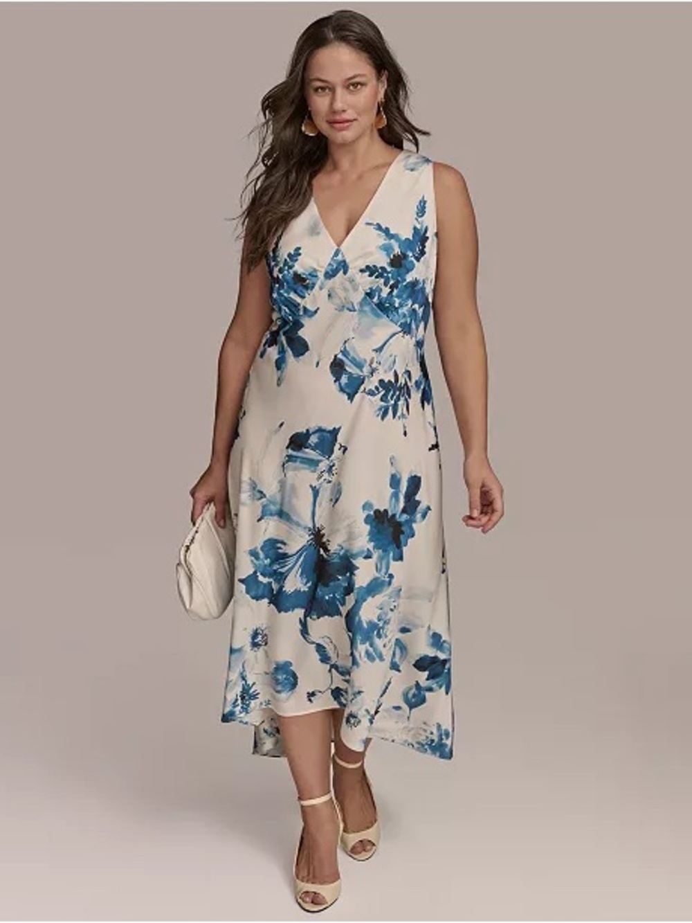 Donna Karan V-Neck High-Low Dress